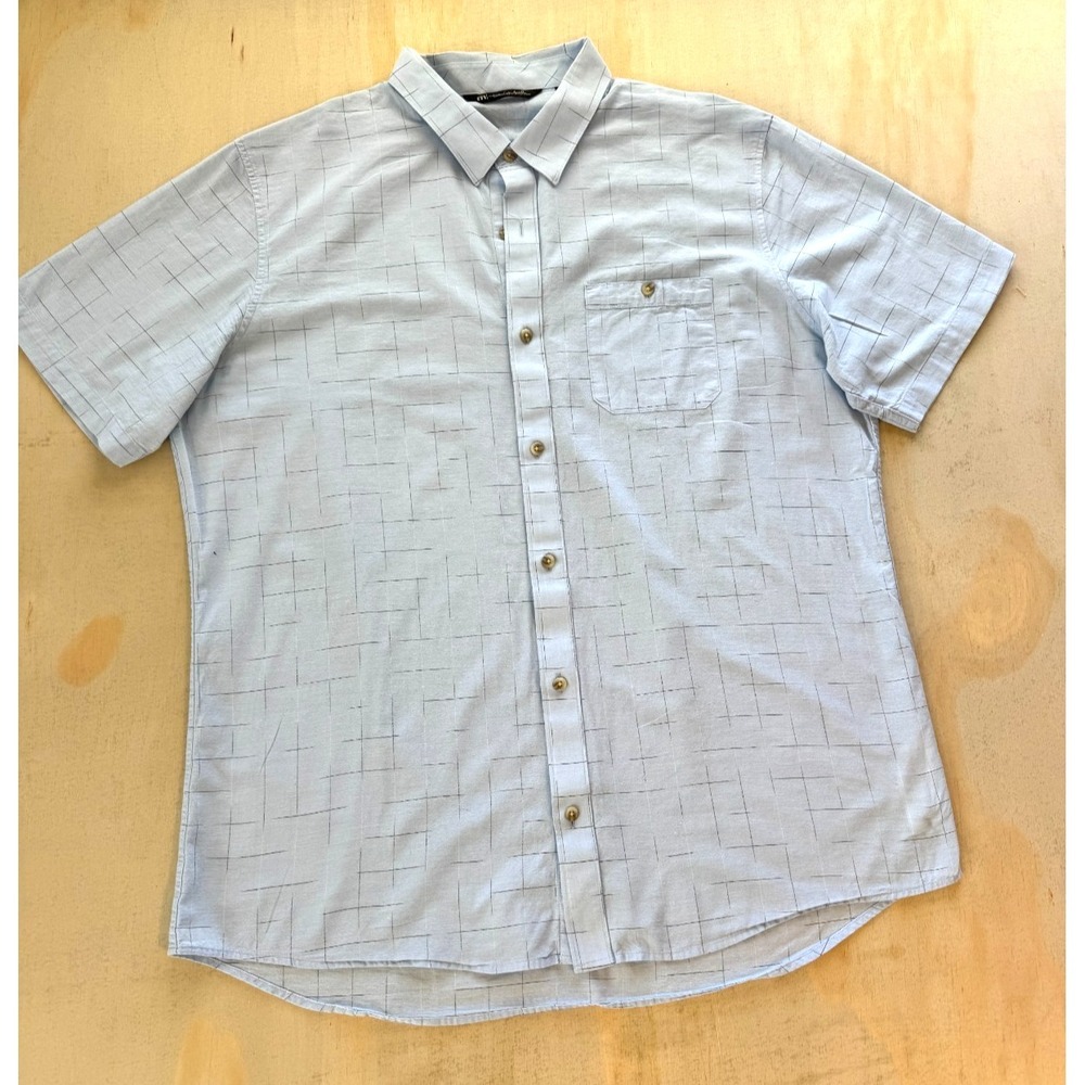 Travis Matthew Mens XL Windowpane Print Gray Short Sleeve Button Up Shirt